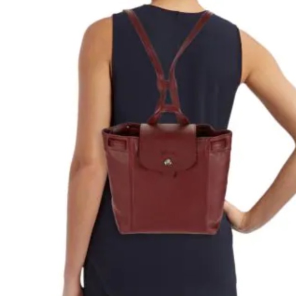 Red Le Pliage Leather Backpack from LONGCHAMP main image 5